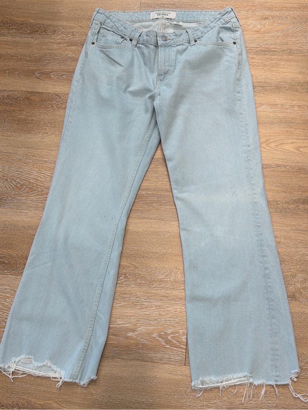 H&M Pale Blue Wide-Leg Jeans with Raw Hem